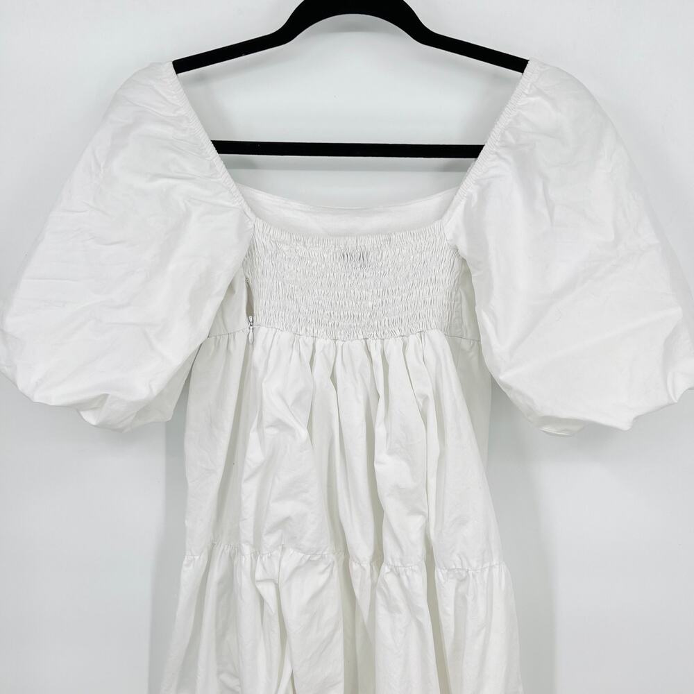 Faithfull The Brand Kiona Puff Sleeve White Tiered Peasant Dress Women's Size 2 - Picture 5 of 8